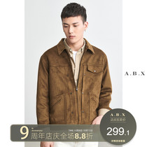 Autumn new suede jacket mens Korean trend mens lapel jacket short spring and autumn casual top