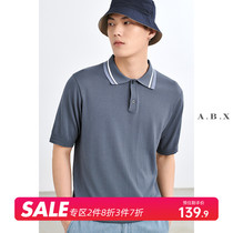 Summer thin Ice Silk Knit Polo Shirt Man Short Sleeve Tide Card Day Ensemble Men Summer Clothing Casual Pure Color Ice Sensation T-Shirt