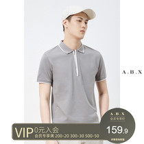abx summer thin section mercerized cotton lapel Polo shirt mens slim fashion brand mens casual short sleeve trend solid color T-shirt