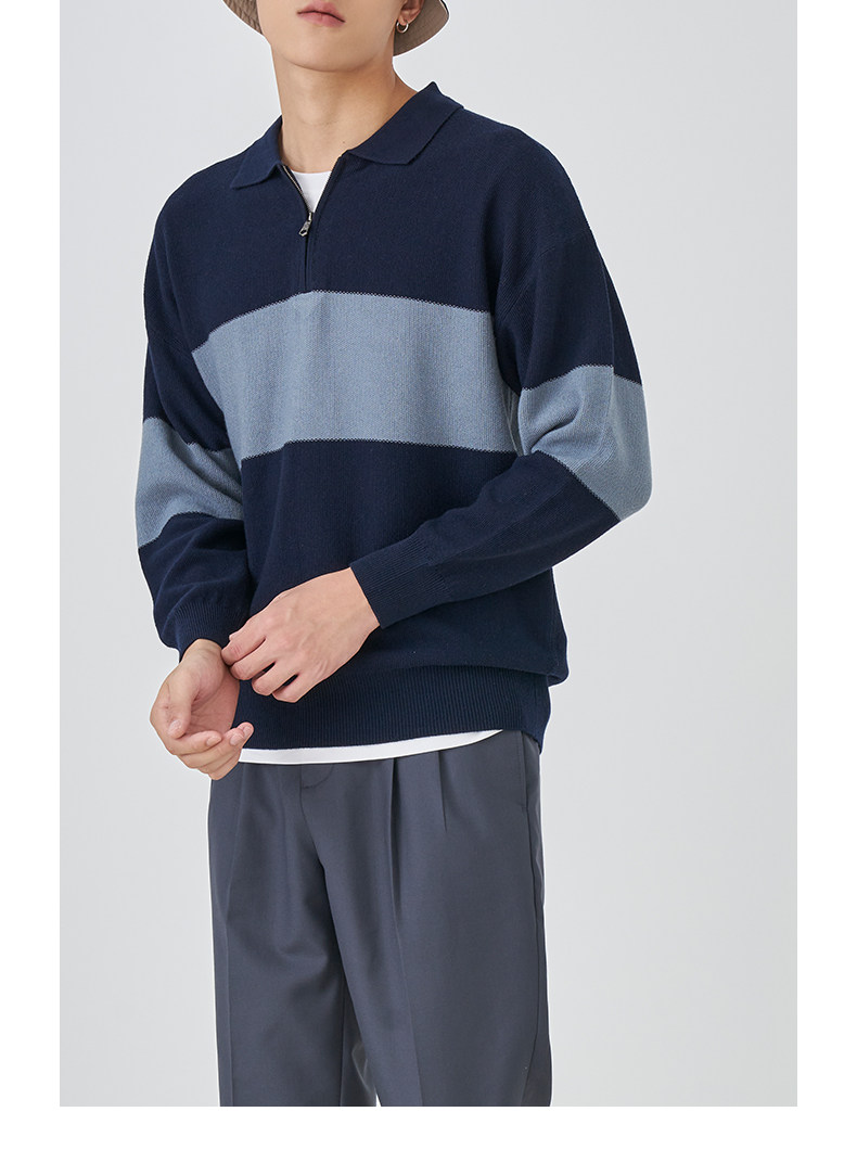 Весенняя шерстяная футболка polo, лонгслив, базовый мужской свитер, коллекция 2021, тренд сезона, свободный крой 