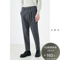 Autumn and winter New herringbone wool casual pants mens straight Korean trend mens pants business small trousers