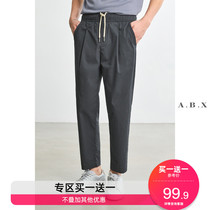 2021 summer thin nylon cotton stretch casual pants mens straight loose Japanese Joker ankle-length pants mens pants