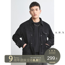 2021 autumn new suede jacket mens Korean trend Handsome Mens tooling jacket spring and autumn casual top