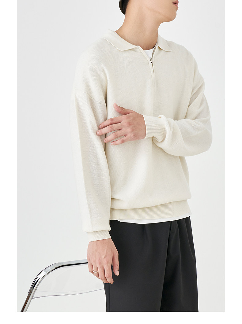 Весенняя шерстяная футболка polo, лонгслив, базовый мужской свитер, коллекция 2021, тренд сезона, свободный крой 