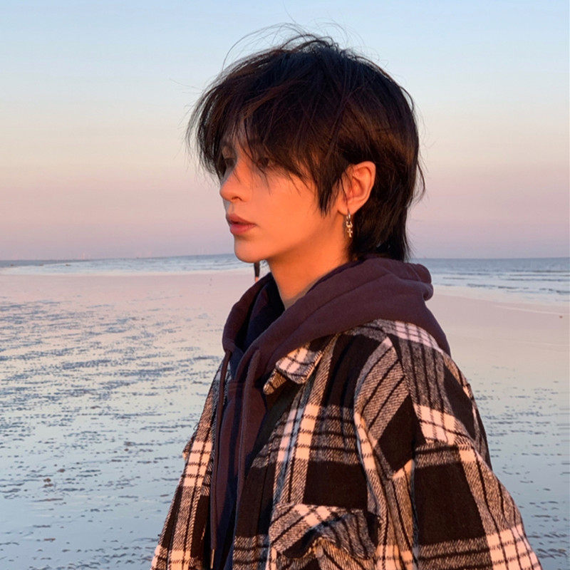 Boy wig Short Fat handsome Wolf Tail head Animated Wig headgear Headgear Hooded Natural Woman in Sexual Performance Wig