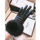 New Style Genuine Leather Gloves for Women, Winter Rabbit Fur, Cute, Fleece-Lined, Thickened, Warm, Suitable for Driving, Touchscreen, and Cycling