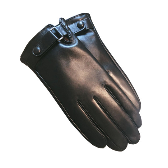 Genuine Leather Gloves for Men, Winter Sheepskin, Fleece-Lined, Thickened, Warm, Windproof, Suitable for Driving, Outdoor Activities, Cycling, Motorcycle, Touchscreen Compatible