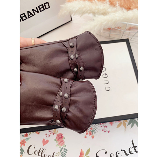 Sheepskin Gloves for Women, Autumn and Winter, Touchscreen, Thin Style, Driving, Fleece-Lined, Thickened, Cold-Proof, Warm, Cycling, Cute, Genuine Leather, Hand-Friendly