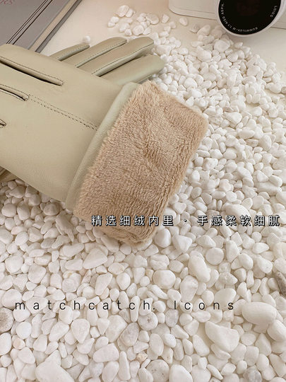 Sheepskin Gloves for Women, Winter Driving, Fleece-Lined, Warm, Touchscreen-Compatible, Genuine Leather, Thin Style, Windproof, Spring and Autumn, Outdoor Motorcycle Use