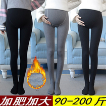  Fat plus size autumn and winter plus velvet pregnant womens socks Fat MM200 kg belly support and foot stepping leggings during pregnancy