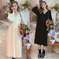  Maternity clothes winter fashion temperament knitted bottoming skirt 200 kg plus fat plus size loose trendy mom sweater long skirt