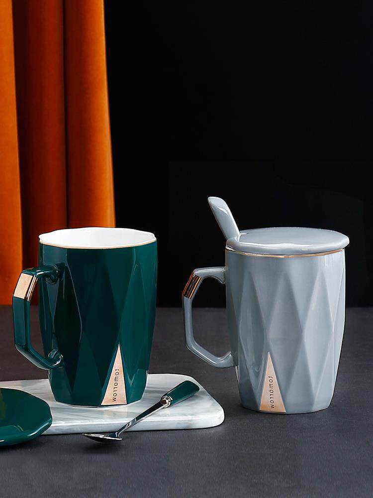 Japan ZD mug ceramic female home Mark cup with lid spoon office lovers water glass coffee oat cup