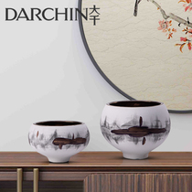 New Chinese Ceramic Vase Fittings Hand-drawn Creative Garlet Zen Living Room House Model Room Soft Decoration