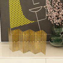 Simple light luxury gold iron home soft decoration hollow circular panel display cabinet modern metal