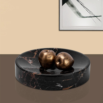 Light luxury marble fruit plate black brown modern home tea table cottage sales room