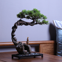 Indoor simulation pine tree green planting pine soft decorations living room entrance Tea Room new Chinese Zen bonsai ornaments