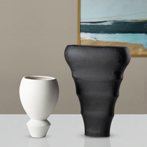 Simple black and white ceramic furniture decorations modern dry flower vase living room TV cabinet