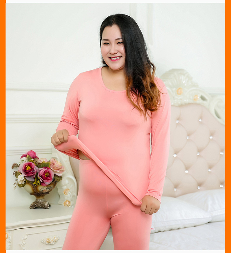 Mùa thu và mùa đông 200 pounds chà nhám nhung mỏng quần áo mùa thu quần dài đồ lót nhiệt đặt mùa thu và mùa đông kích thước lớn chất béo MM sữa lụa đồ ngủ đẹp