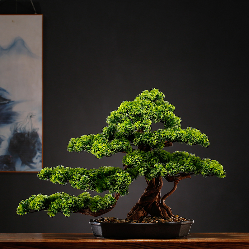 Artificial Welcoming Pine Tree Ornament, New Chinese Style, for Entrance, Living Room, Office, Hotel Decoration, Landscape, Arborvitae Bonsai Artificial Welcoming Pine Tree Ornament, New Chinese Style, for Entrance, Living Room, Office, Hotel Decoration, Landscape, Arborvitae Bonsai