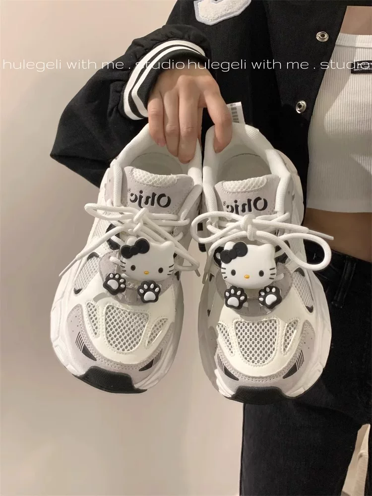 Бренд оригинал изменён ниша Hello Kitty кеды для женщин в сетке дышащая повседневная спортивная обувь школьницы универсальные женские туфли