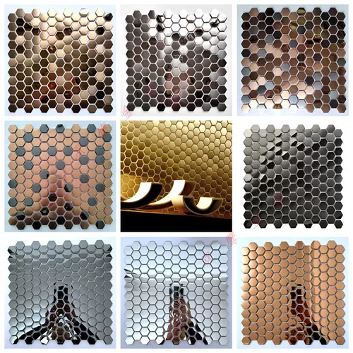 Металлическая шестиугольная круглая электрическая мозаика из нержавеющей стали, зеркальный эффект