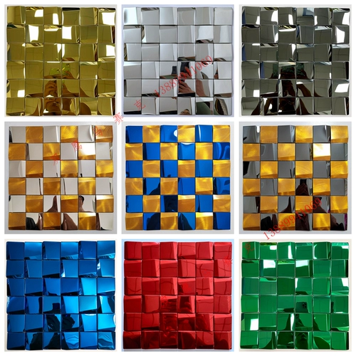 Серебряная металлическая черная мозаика из нержавеющей стали, 3D, зеркальный эффект