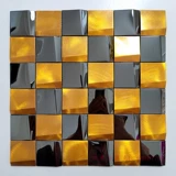 Серебряная металлическая черная мозаика из нержавеющей стали, 3D, зеркальный эффект