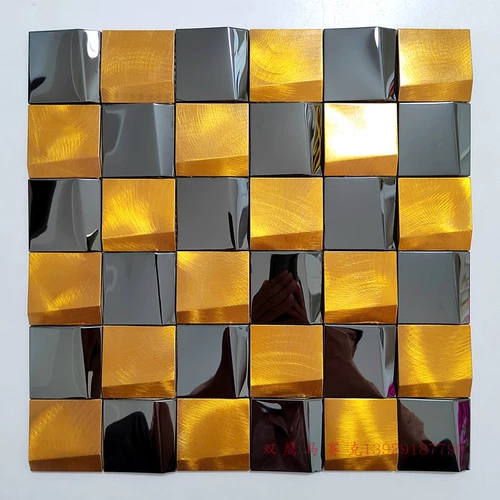 Серебряная металлическая черная мозаика из нержавеющей стали, 3D, зеркальный эффект