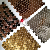 Металлическая шестиугольная круглая электрическая мозаика из нержавеющей стали, зеркальный эффект