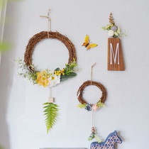 Modern minimalist wall decoration flower ring pendant living room Restaurant bedroom background wall decoration wall-mounted small frescoed wall decoration