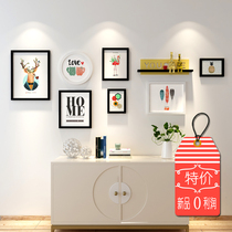 Modern minimalist solid wood photo wall Nordic frame Wall living room dining room background wall decorative photo frame combination