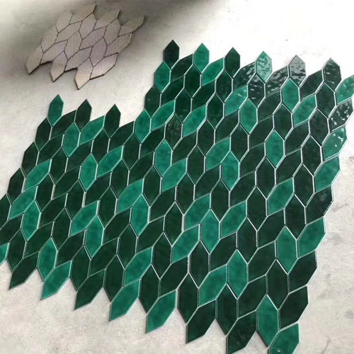 Арт -туалетные чернила, зеленый северный стиль личность, листовой фон кухонная стена кирпичная мозаичная плитка ресторан