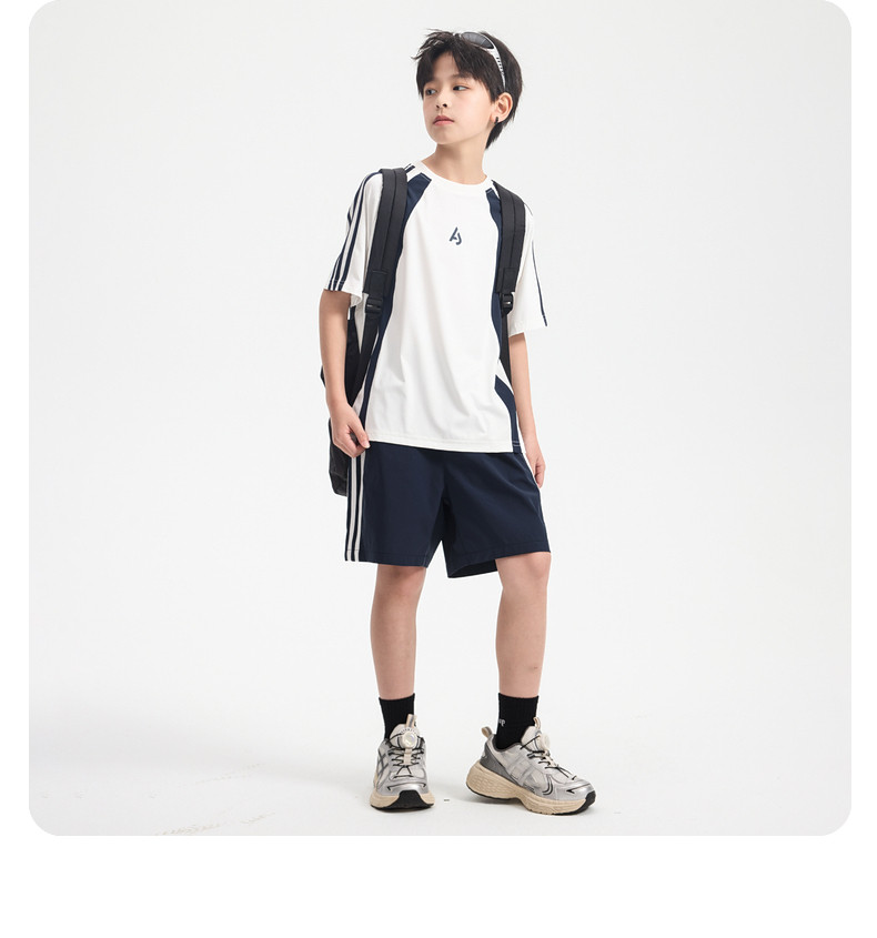 男童夏装户外撞色运动速干短袖套装2026新款青少年儿童冰丝两件套 — 24
