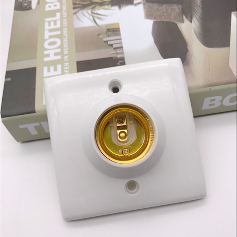 E27 86 type concealed copper lamp holder energy-saving lamp LED spiral screw thread concealed lamp head panel base