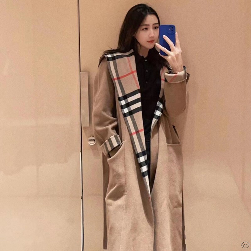 Burberry/Burberry New Model Burberry Plaid Lining Patchwork Wool Coat for Men and Women