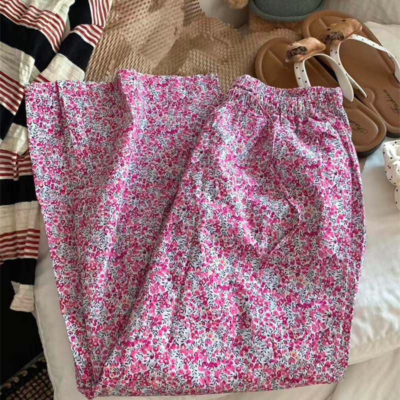 Japan Gp Woven All-Cotton 2026 New Floral Loose Comfortable Pajama Pants with Pockets, Suitable for Home Wear and Can Be Worn Outside