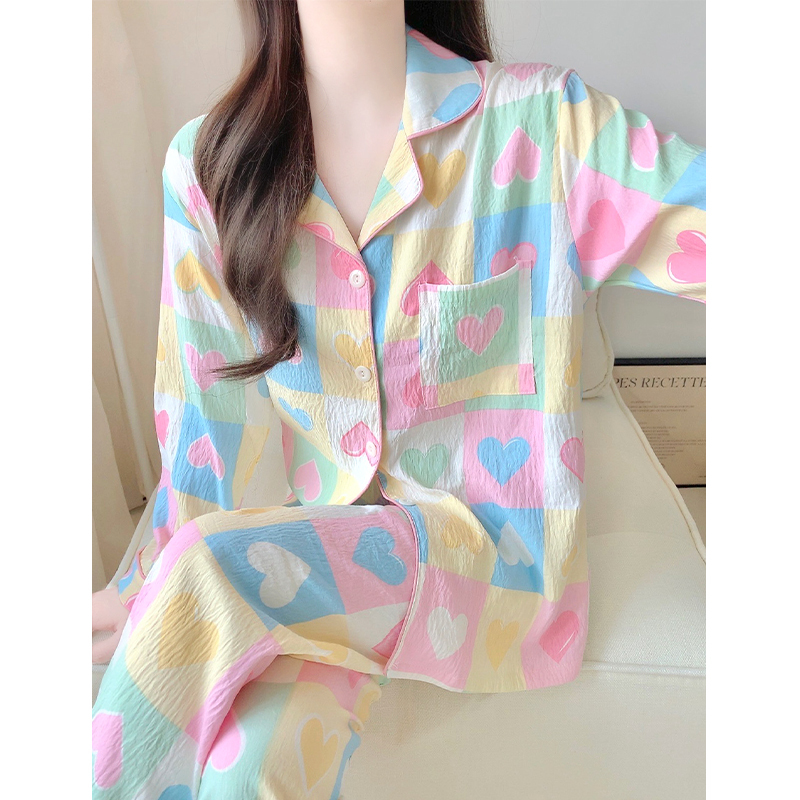 Japan Gp Dopamine Sweet Cloud Cotton Pajamas for Women Summer 2026 New Long Sleeve Long Pants Two-Piece Homewear Set Japan Gp Dopamine Sweet Cloud Cotton Pajamas for Women Summer 2026 New Long Sleeve Long Pants Two-Piece Homewear Set