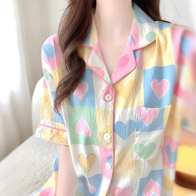 High-End Dopamine Cloud Cotton Pajamas for Women, Summer 2026 New Style, Can Be Worn Outside, Sweet Thin Two-Piece Home Wear Set
