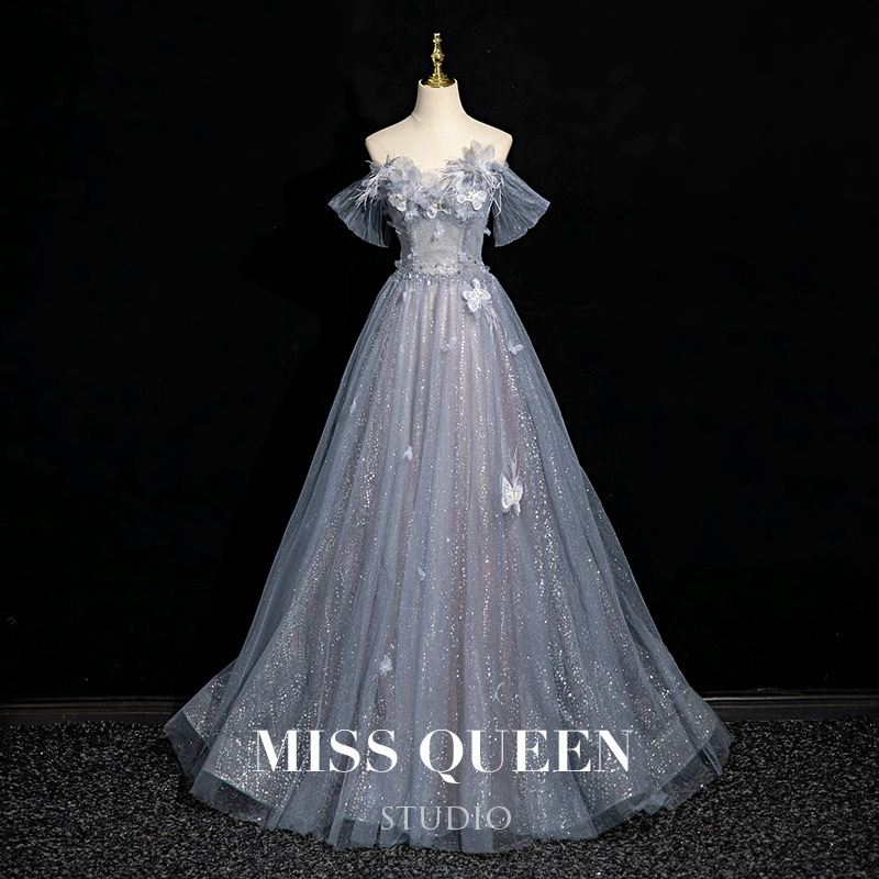 High-End Light Luxury Niche Engagement Dress, Toast Dress, Bridal Fairy-Like Wedding Dress, Coming-Of-Age Ceremony Evening Dress with a Sense of Sophistication