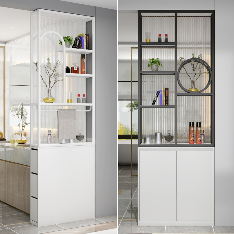 Bathroom Half-Wall Screen Partition, Simple Bathroom with Rainbow Water Pattern Glass, Waterproof Honeycomb Aluminum Washbasin Side Cabinet