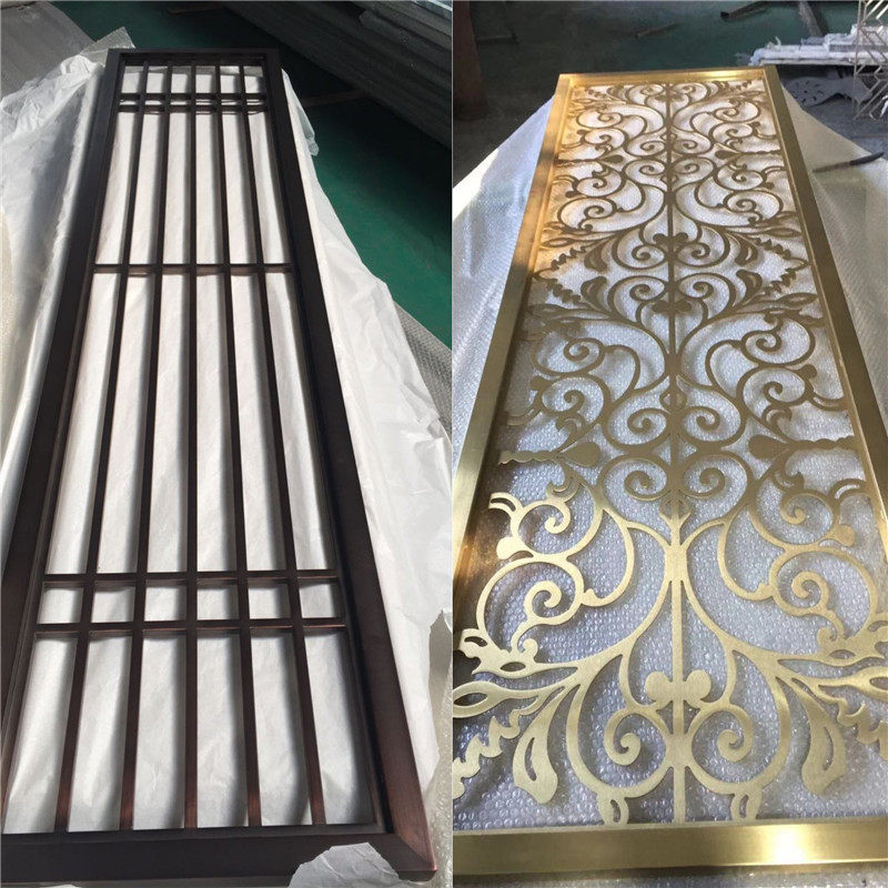 Stainless steel screen partition laser hollowed-out flower lattice hotel screen rose gold stainless steel partition stainless steel flower lattice