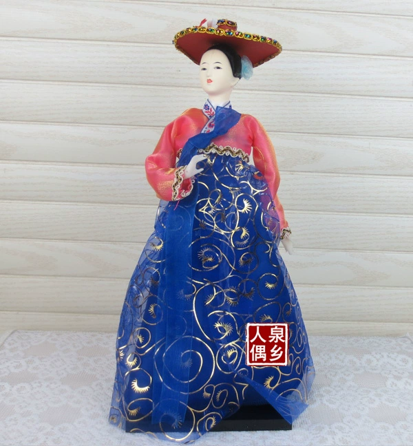 Búp bê Hàn Quốc Đồ trang trí thủ công Hàn Quốc 30CM cao 12 inch Búp bê squat Hàn Quốc hanbok trang trí ẩm thực