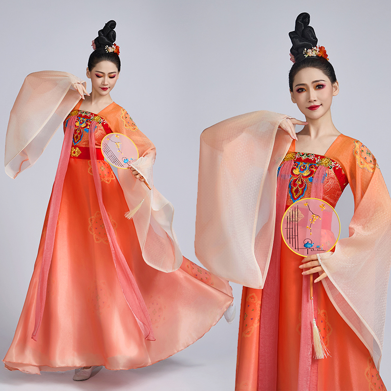 Han and Tang Dynasty Wide-Sleeved Classical Dance Performance Costumes for Women, Elegant Chinese-Style Ancient Costumes, Fairy-Like Hanfu, Skirt, Art Exam Dance Costumes