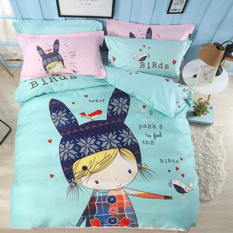 Màu xanh hoa mẫu đơn hoa Quốc gió gia đình giường chăn Bốn lanh Tian Yuanqing bông thân thiện với da đơn giản mới - Bộ đồ giường bốn mảnh