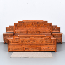 The Ming and Qing antique wood furniture landscape carved double storage yu mu chuang gu dian chuang Formula 1 8 meters nuptial bed
