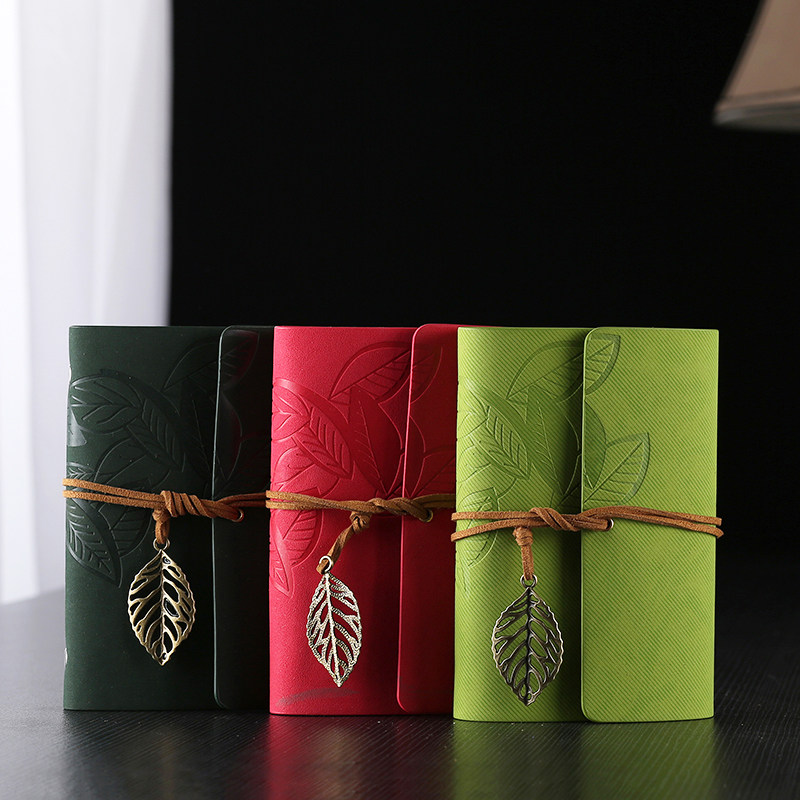 Leaf binder notepad retro leather notebook kraft paper hand-painted book portable diary hand ledger
