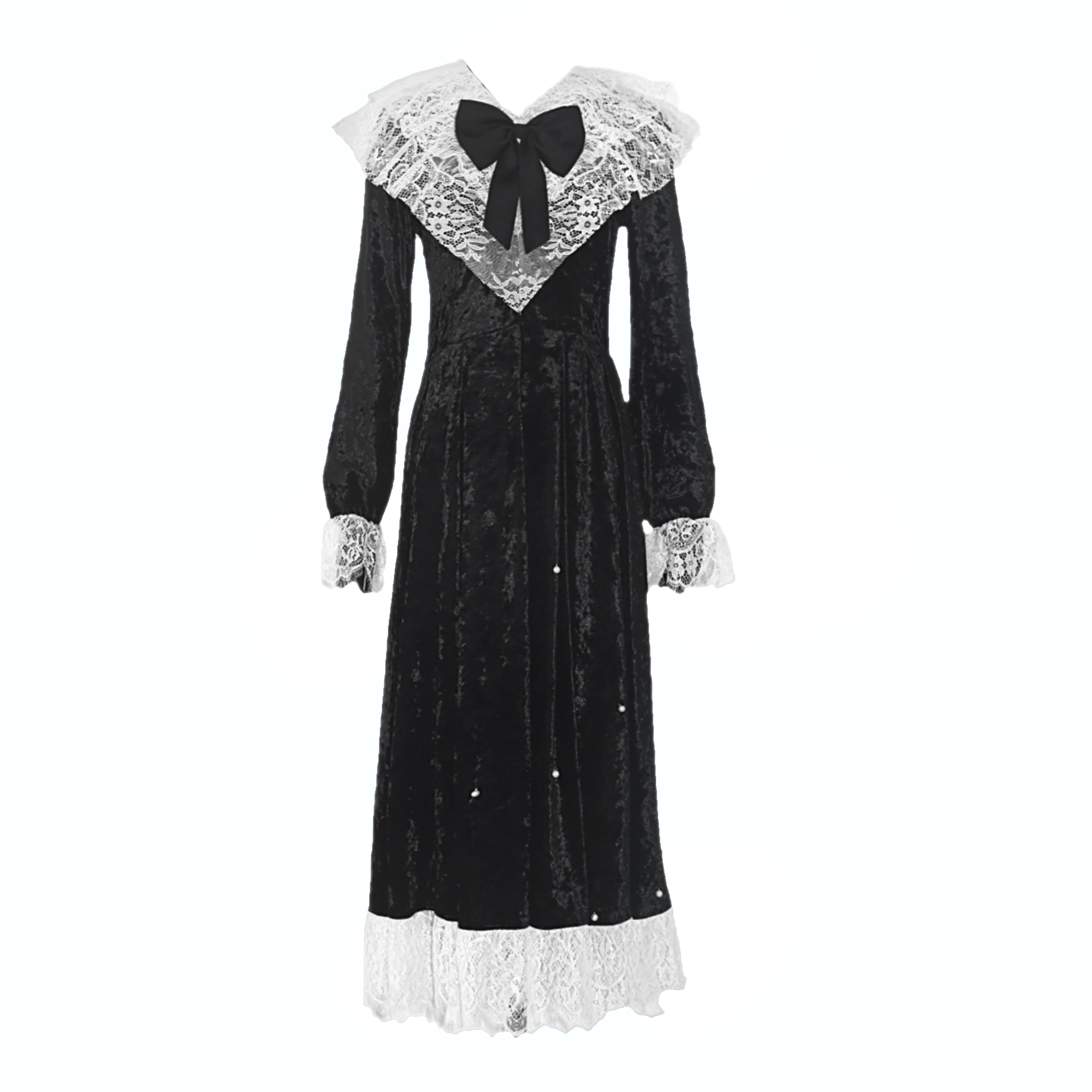 [Night Abbey] Lace Beaded Dressblood supply Original design · Nocturnal travel Monastery Gothic dark velvet heavy industry Lace Nail bead Dress female