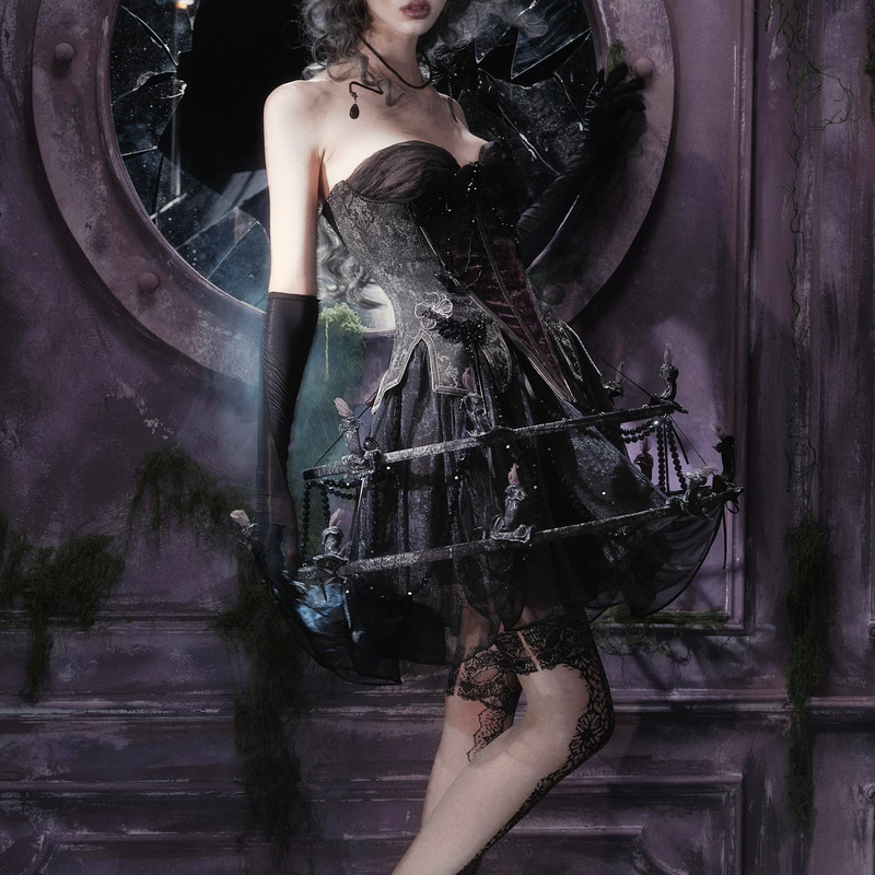 Blood Supply Original ◆ The Gift of the Dead: Gothic Dark Style Soul-Seeking Lantern Dress Skirt for Halloween Autumn