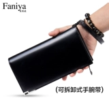 Мужской бумажник, сумка с петлей на руку, вместительный и большой кожаный картхолдер, из натуральной кожи