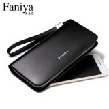 Длинный бумажник с молнией, кожаная сумка с петлей на руку, вместительный и большой картхолдер, из натуральной кожи